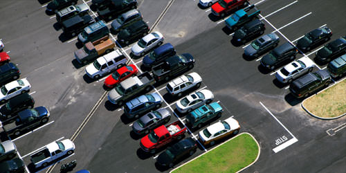 Aerial view of a managed parking lot
